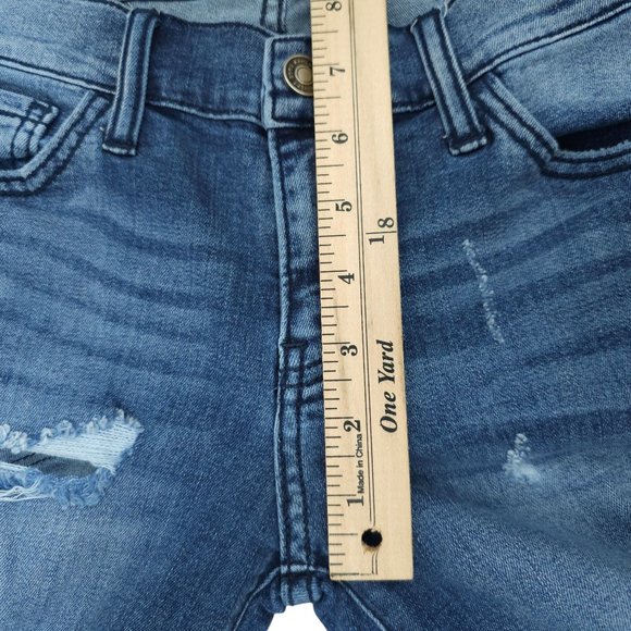Kancan Moto Jeans Capri Distressed Stretch Frayed Hem Size 5 / 26 LowRise Skinny - Picture 8 of 12